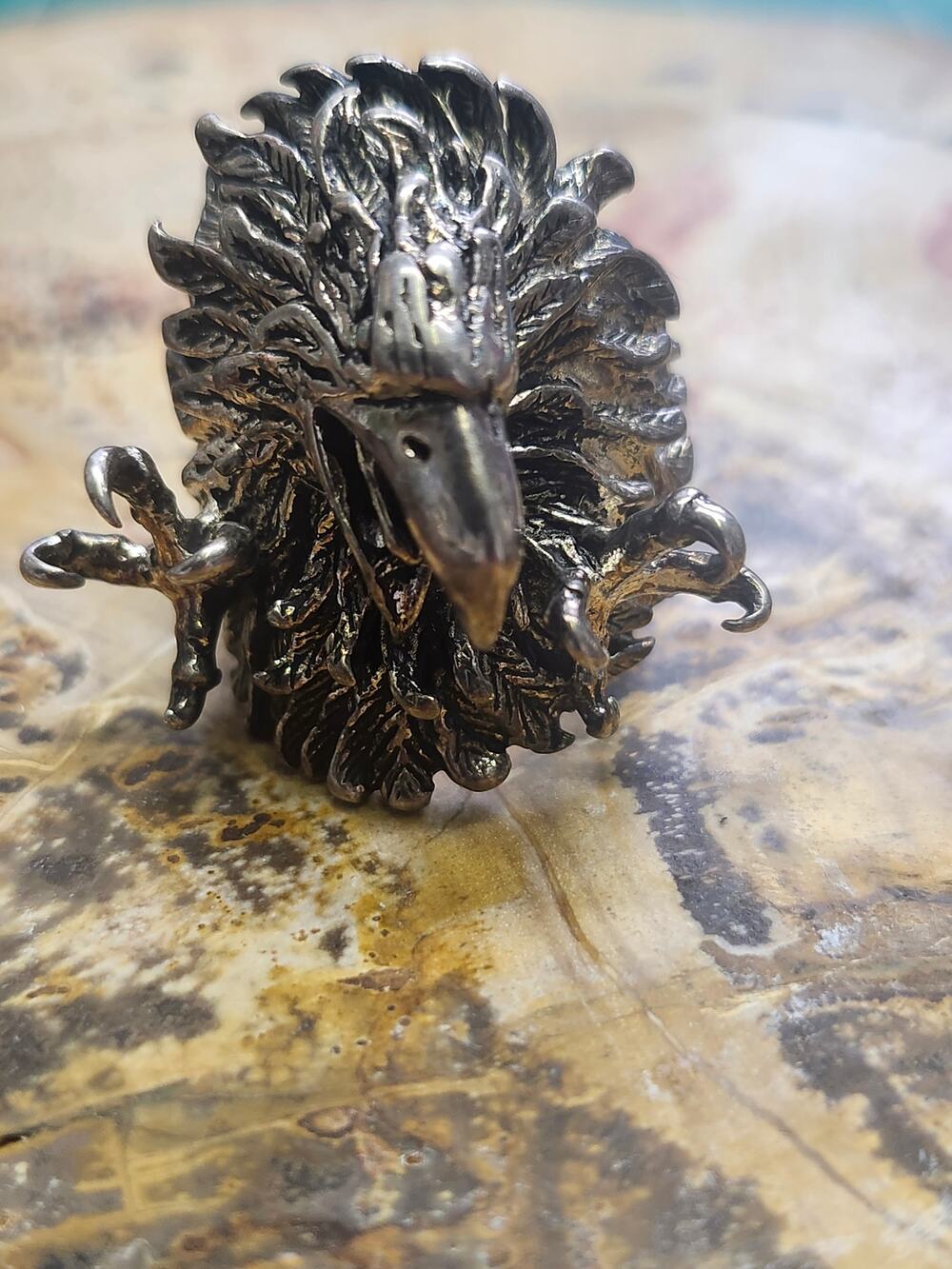 Vintage Men’s Eagle Talons 925 Silver Huge Biker Ring Size 12.75